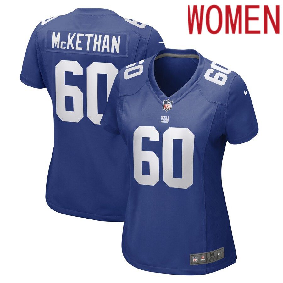 Women New York Giants #60 Marcus McKethan Nike Royal Game Player NFL Jersey